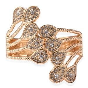 Austrian Crystal Bypass Bangle Goldtone Bracelet